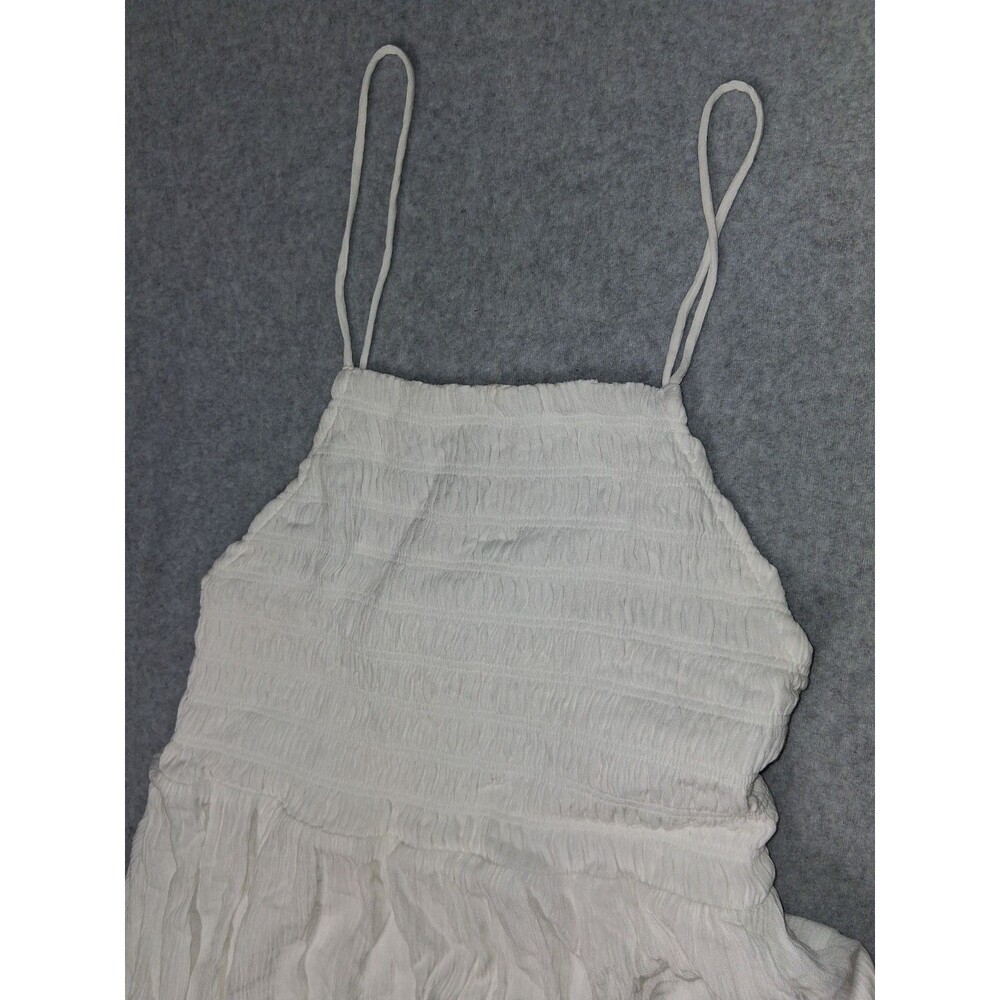 Z Supply Smocked tiered Crinkle Gauze Maxi Dress Size L White Cottagecore Boho - Picture 3 of 12